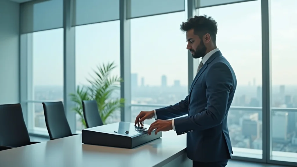 Baltimore professional using a modern AV control system for unified workspace technology