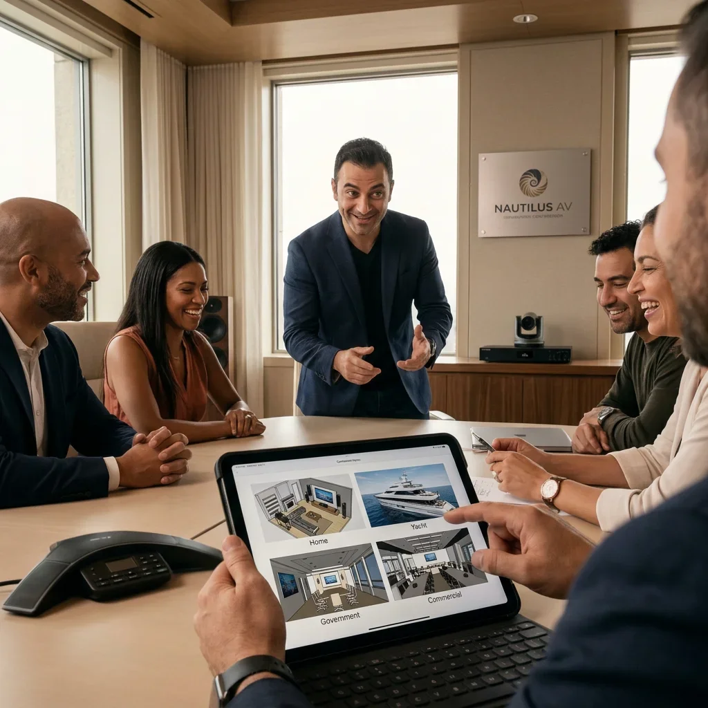 Modern office workspace using advanced commercial AV integration in Baltimore